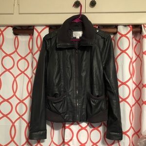 Faux leather moto jacket